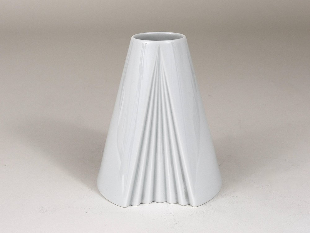 White Geometric Op Art Porcelain Vase by Ambrogio Pozzi for Rosenthal, Germany, 1980s