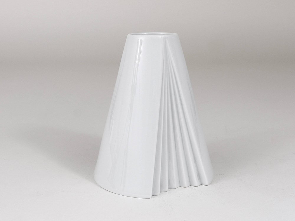 White Geometric Op Art Porcelain Vase by Ambrogio Pozzi for Rosenthal, Germany, 1980s