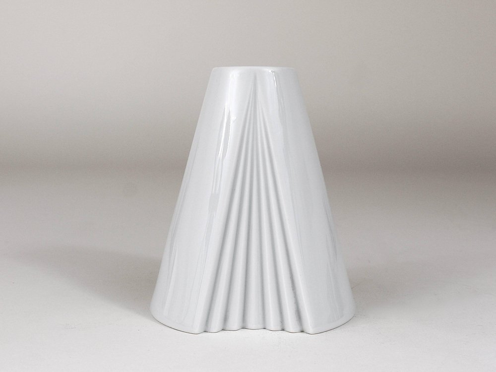 White Geometric Op Art Porcelain Vase by Ambrogio Pozzi for Rosenthal, Germany, 1980s