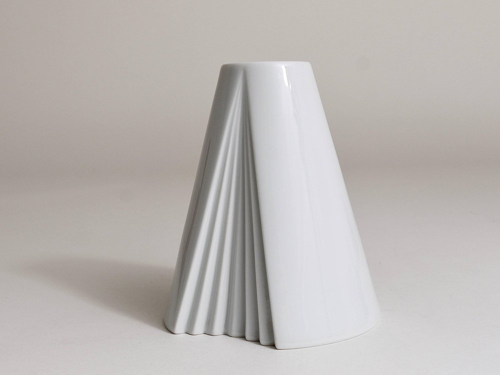 White Geometric Op Art Porcelain Vase by Ambrogio Pozzi for Rosenthal, Germany, 1980s