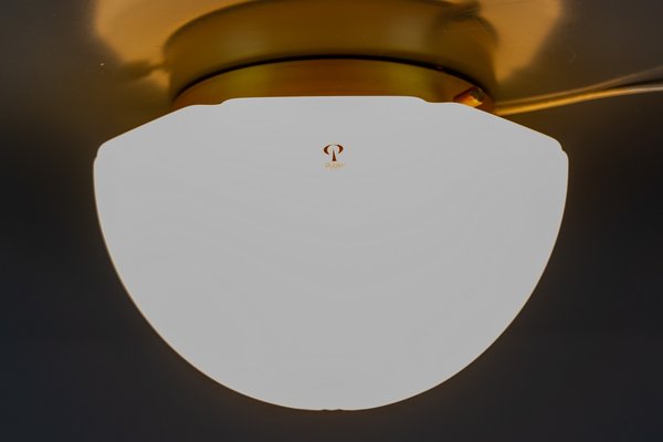 White Glass and Brass Ceiling Light by Peill & Putzler-KEG-904518