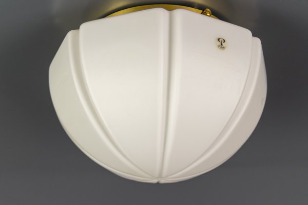 White Glass and Brass Ceiling Light by Peill & Putzler-KEG-904518