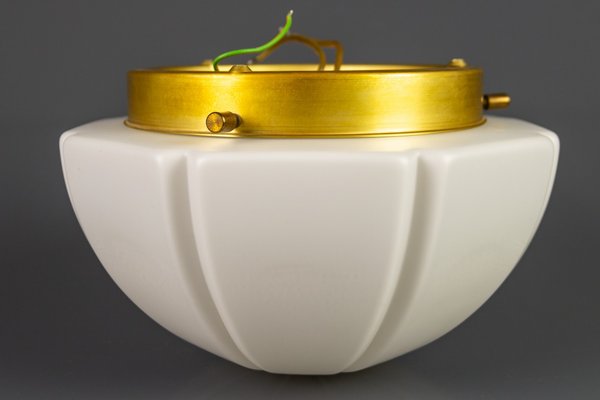 White Glass and Brass Ceiling Light by Peill & Putzler-KEG-904518