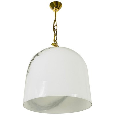 White Glass and Brass Hanging Lamp by Peill & Putzler, 1970s, Germany-PUK-829090