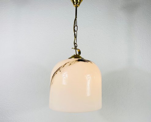 White Glass and Brass Hanging Lamp by Peill & Putzler, 1970s, Germany-PUK-829090