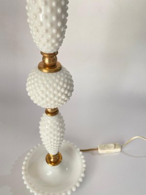 White Glass and Brass Table Lamp, Italy, 1970s-UR-1388931