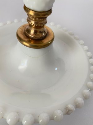 White Glass and Brass Table Lamp, Italy, 1970s-UR-1388931