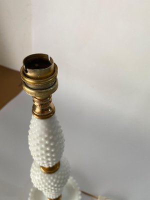 White Glass and Brass Table Lamp, Italy, 1970s-UR-1388931