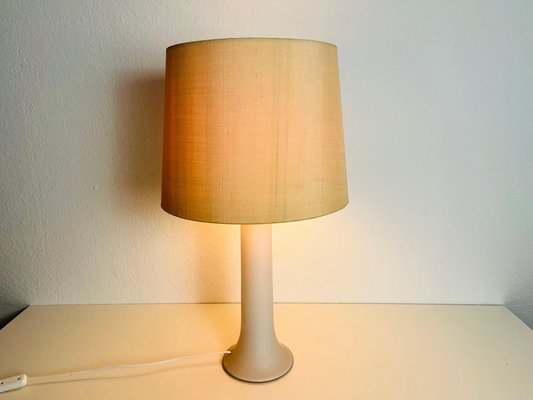 White Glass and Fabric Shade Table Lamp attributed to Luxus, Sweden, 1960s-PUK-1416523