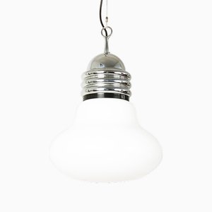 White Glass, Black Plastic & Chrome-Plated Metal Arianna Pendant in the style of Piero Brombin for Artemide, 1960s-RD-1802080