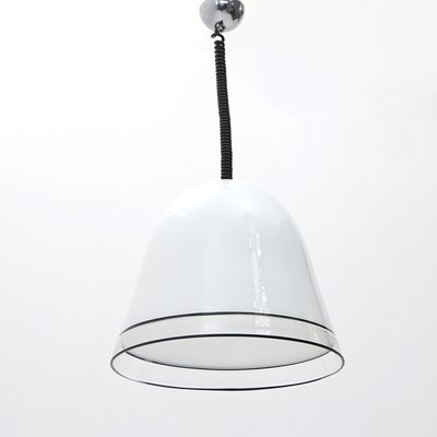 White Glass Ceiling Lamp with Black Edges, 1970s-EZ-1080827