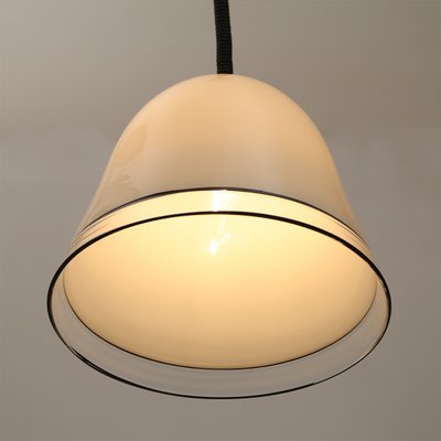 White Glass Ceiling Lamp with Black Edges, 1970s-EZ-1080827