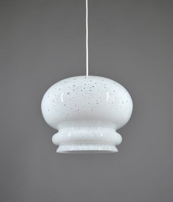 White Glass Pendant Lamp with Air Pockets from Peill & Putzler, Germany, 1970s-JV-2034879