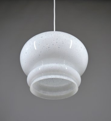 White Glass Pendant Lamp with Air Pockets from Peill & Putzler, Germany, 1970s-JV-2034879