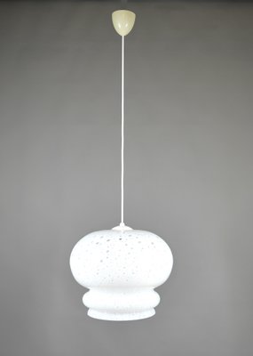 White Glass Pendant Lamp with Air Pockets from Peill & Putzler, Germany, 1970s-JV-2034879