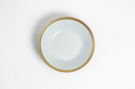 White & Gold 26cm Salad Bowl from Stella Fatucchi Art Porcelain