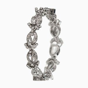 White Gold Bracelet with Diamond Flower Links, 2000s-WMV-1761366