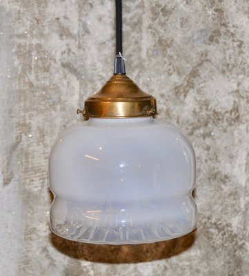 White & Gold Murano Glass Ceiling Lamp, 1960s-ROJ-864659