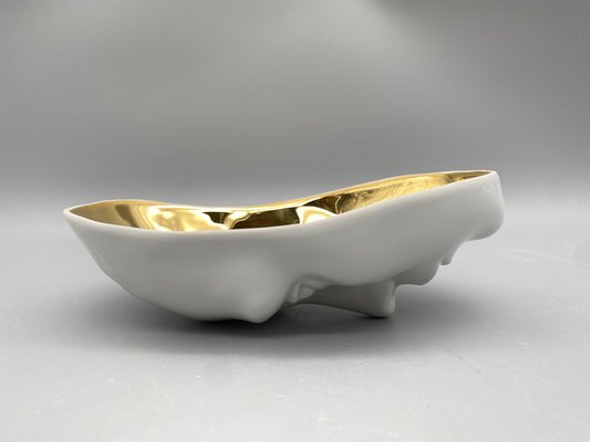 White-Gold Porcelain Bowl in Face Shape by Alim Pasht-Han for Anthologie Quartett, Germany, 2006-CZ-1785411