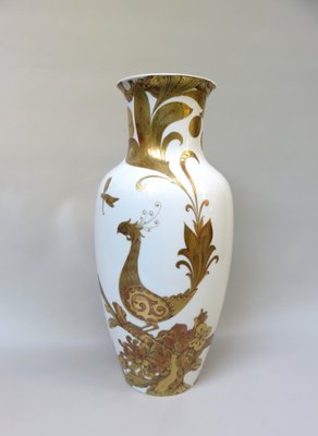 White Gold Porcelain Serenade Floor Vase from Ak Emperor, W. Germany, 1970s-EY-1367191