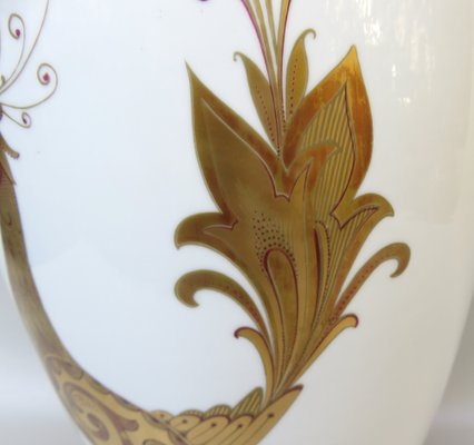 White Gold Porcelain Serenade Floor Vase from Ak Emperor, W. Germany, 1970s-EY-1367191