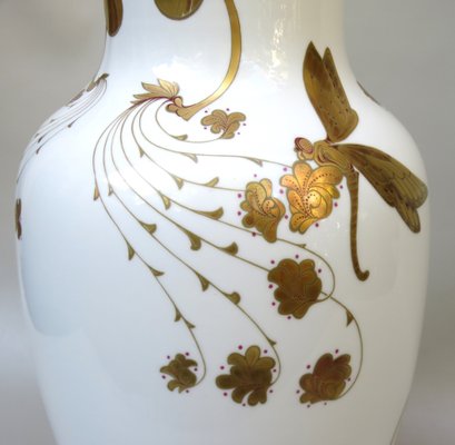 White Gold Porcelain Serenade Floor Vase from Ak Emperor, W. Germany, 1970s-EY-1367191