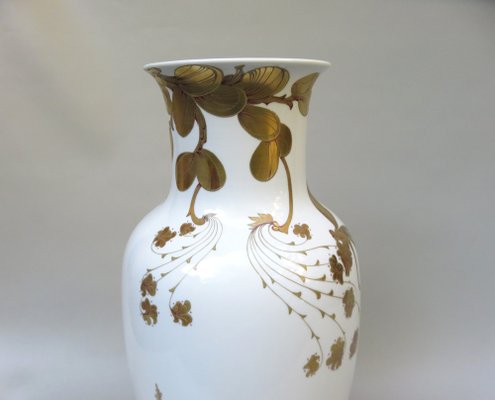 White Gold Porcelain Serenade Floor Vase from Ak Emperor, W. Germany, 1970s-EY-1367191