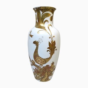 White Gold Porcelain Serenade Floor Vase from Ak Emperor, W. Germany, 1970s-EY-1367191