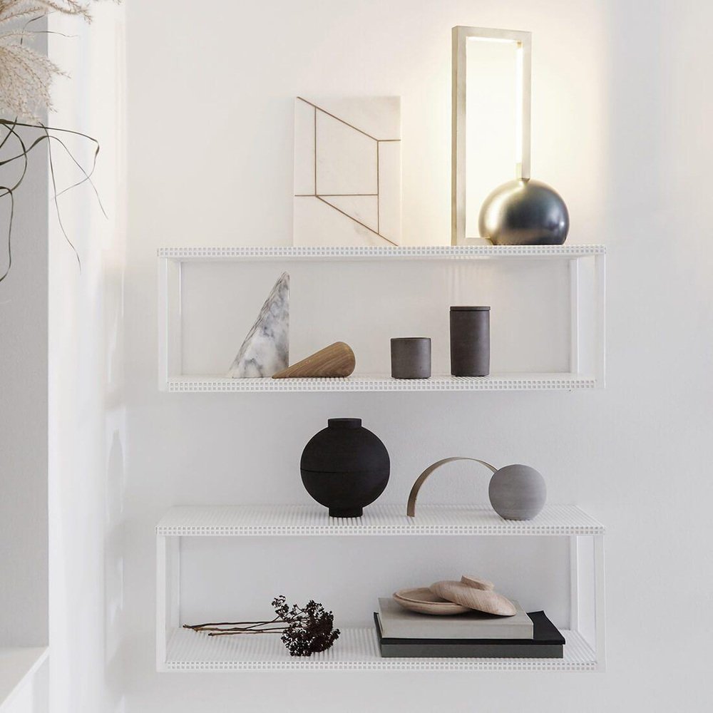 White Grid Wall Shelf by Kristina Dam Studio