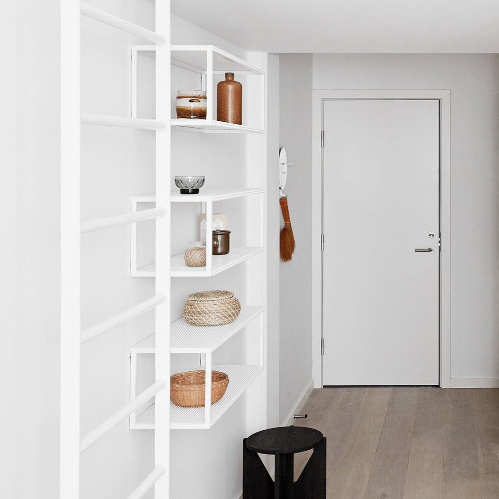 White Grid Wall Shelf by Kristina Dam Studio