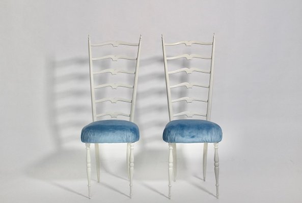 White High Back Side Chairs by Gio Ponti, 1950s, Set of 2-NB-773554