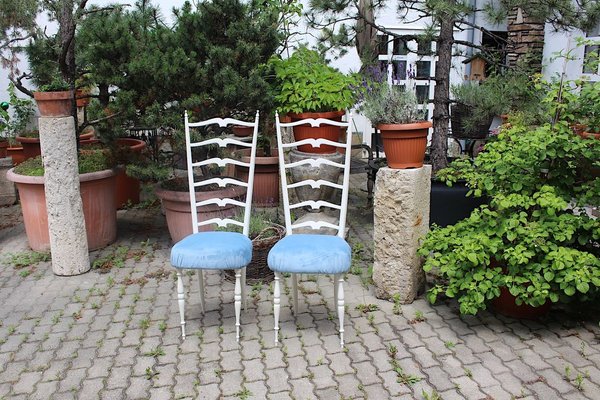 White High Back Side Chairs by Gio Ponti, 1950s, Set of 2-NB-773554