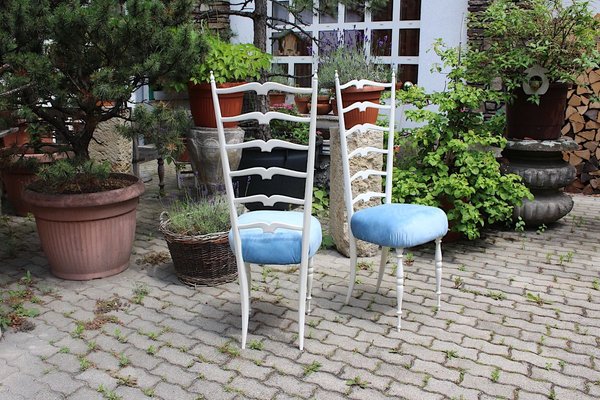 White High Back Side Chairs by Gio Ponti, 1950s, Set of 2-NB-773554