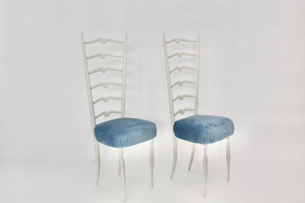 White High Back Side Chairs by Gio Ponti, 1950s, Set of 2-NB-773554