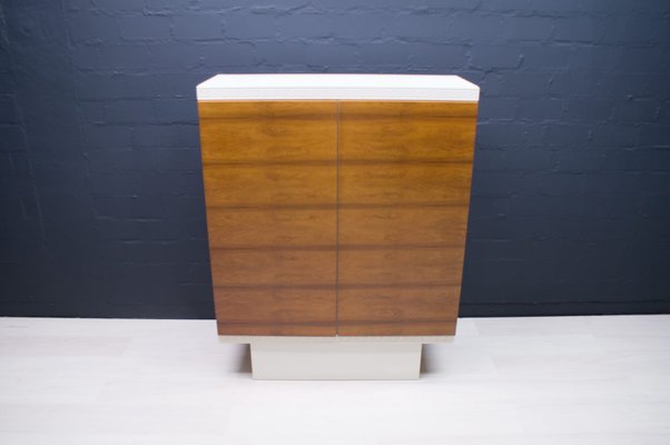 White Highboard with Walnut Veneer Doors, 1960s-KQB-716402