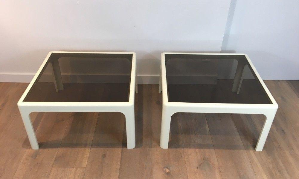 White Lacquered Fiberglass Sofa End Tables from Poschinger, 1970s, Set of 2