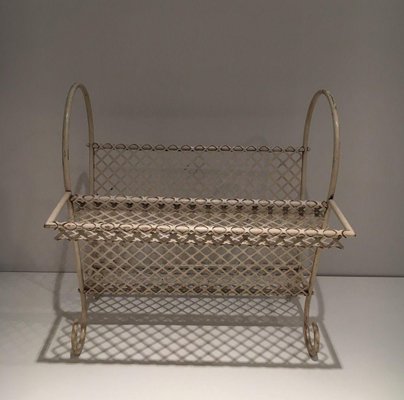 White Lacquered Metal and Perforated Metal Rack by Mathieu Matégot, 1950s-BA-1436605