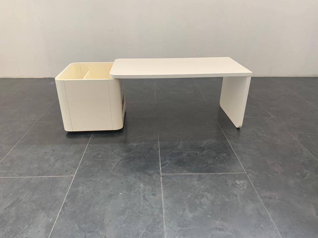 White Lacquered Multifunctional Coffee Table, 1970s