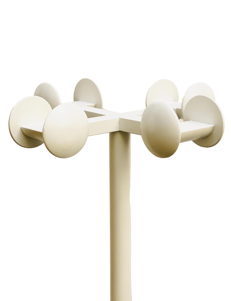 White Lacquered Wood Coat Rack, Italy, 1970s