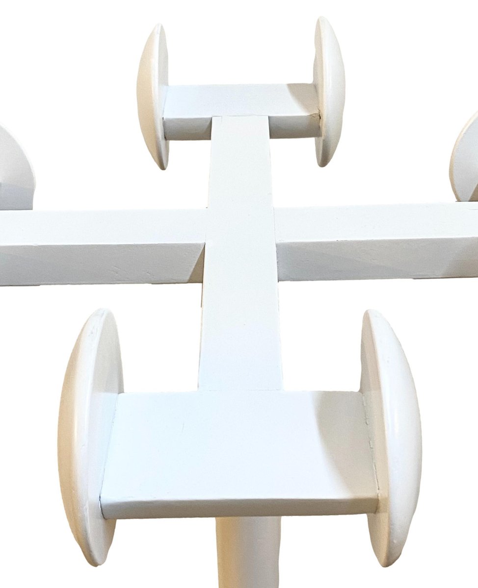 White Lacquered Wood Coat Rack, Italy, 1970s