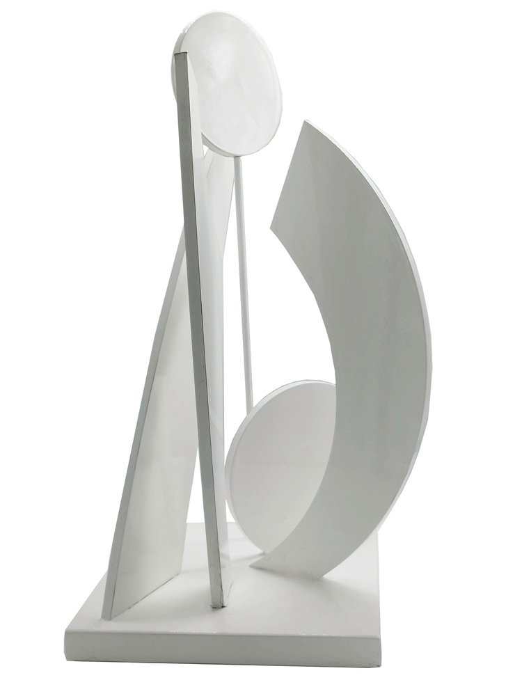 White Lacquered Wood Geometrc Sculpture, Italy, 1990s