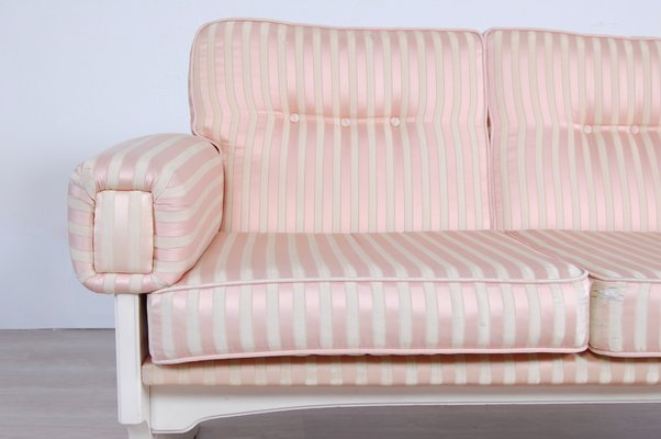 White Laquered Wood 3-Seater Sofa, 1970s-XSG-795757