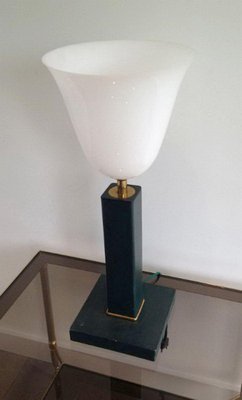 White Leather and Plastic Desk Lamp, 1950s-BA-1365721