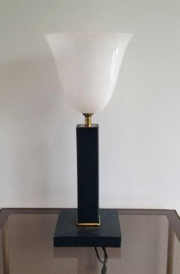 White Leather and Plastic Desk Lamp, 1950s-BA-1365721