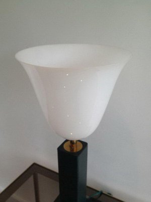 White Leather and Plastic Desk Lamp, 1950s-BA-1365721