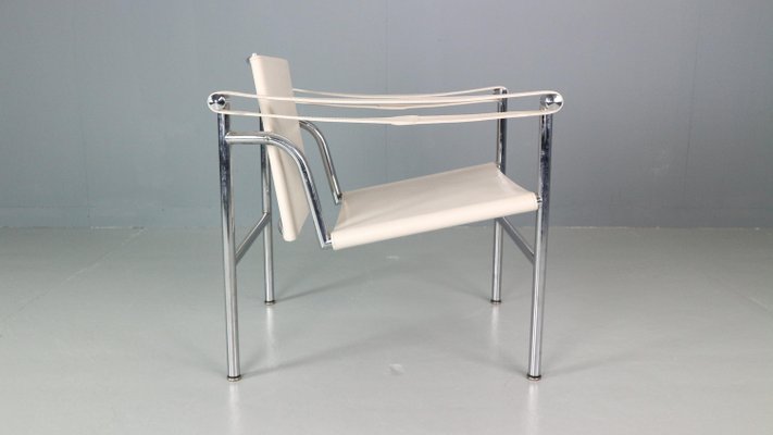 White Leather Armchairs Model LC1 by Le Corbusier for Cassina, 1970s, Set of 2-DT-2026293