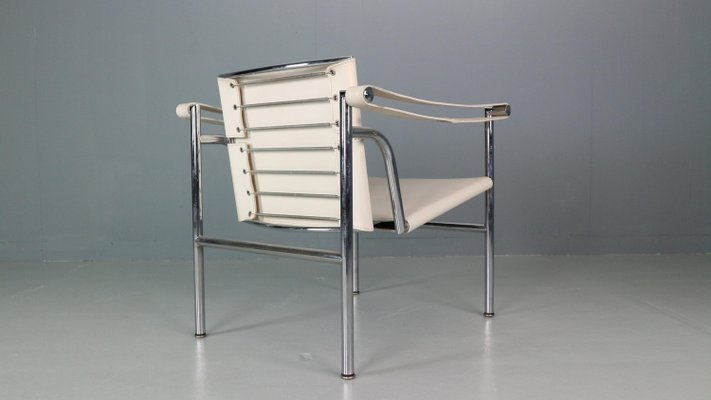 White Leather Armchairs Model LC1 by Le Corbusier for Cassina, 1970s, Set of 2-DT-2026293