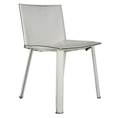 White Leather Ribot Dining Chair from Poltrona Frau, Italy, 1980s-RAQ-1417001