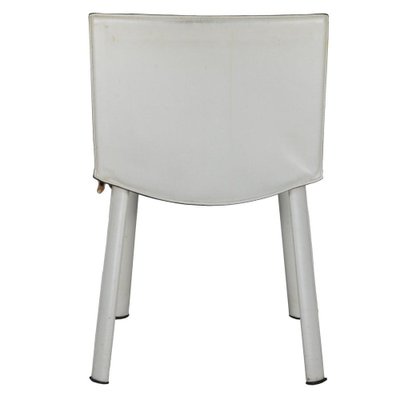 White Leather Ribot Dining Chair from Poltrona Frau, Italy, 1980s-RAQ-1417001