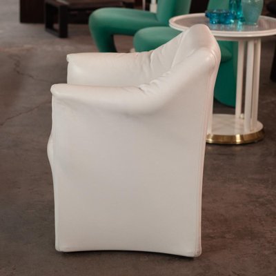 White Leather Tentazione Club Chairs attributed to Mario Bellini for Cassina, 1970s, Set of 2-QVY-1719199